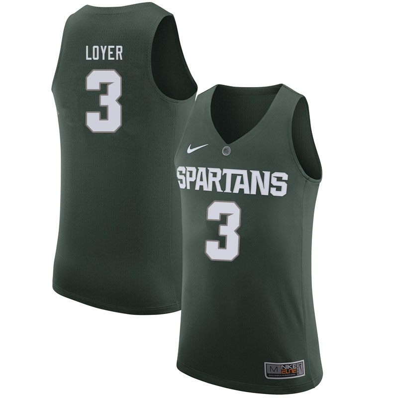 Men #3 Foster Loyer Michigan State Spartans College Basketball Jerseys Sale-Green